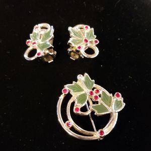 Christmas jewelry earrings and pin